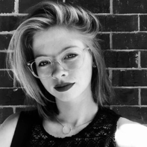 Black and white photo of Lauren Cross